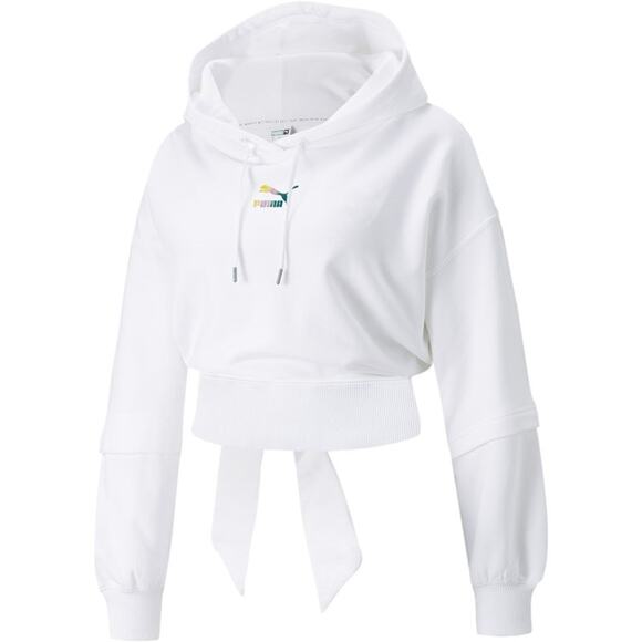 Puma Crystal G Cropped Open Tie Back Hoodie Size SM Athleisure Streetwear Sporty - Picture 1 of 11